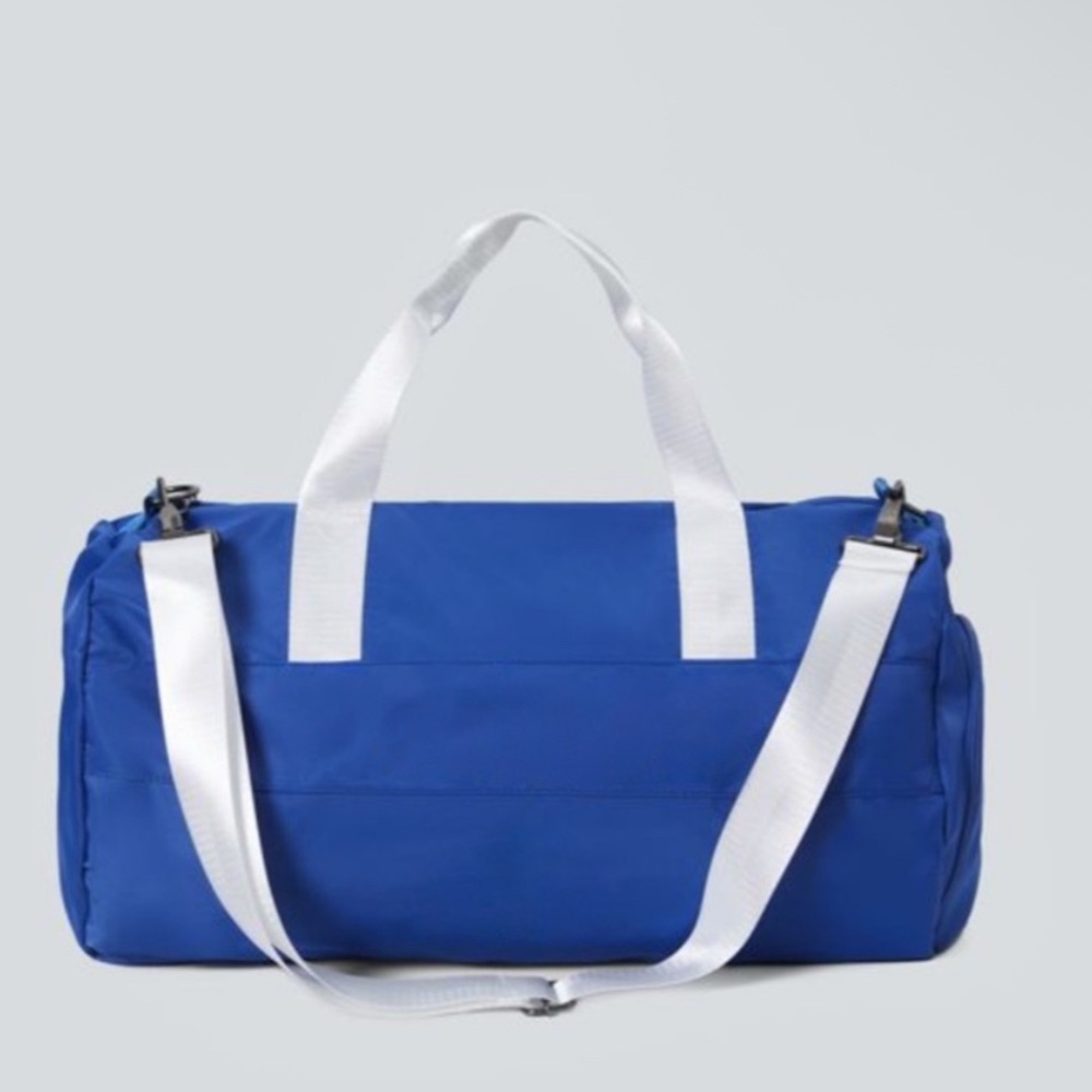 NWT Halara Gym Duffle Bag Strap Vibrant Blue with White Straps Shoe Compartment